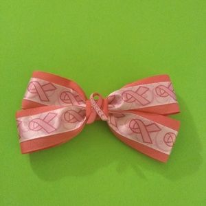 Hand made breast cancer awareness hair bow